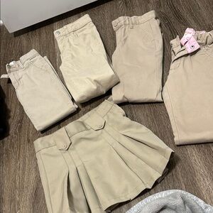 Lot of 5 girl khaki uniform Pants and Skirt bundle